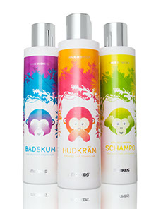 Acrilex, Monkids, badskum, schampo, hudkräm, stilleben, produktfoto